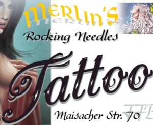 Dieses Bild zeigt das Logo des Unternehmens Merlins Rocking Needles Tattoo